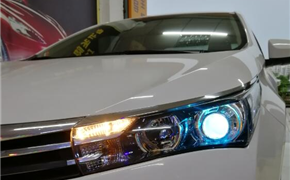 丰田卡罗拉车灯升级 海拉五双光透镜加装恶魔眼