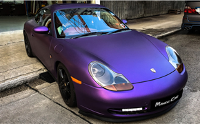 保时捷996加装哑面金属紫车身膜
