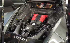 法拉利F8改裝OEM原車款干碳纖維發動機內飾引擎飾板，替換原車安裝